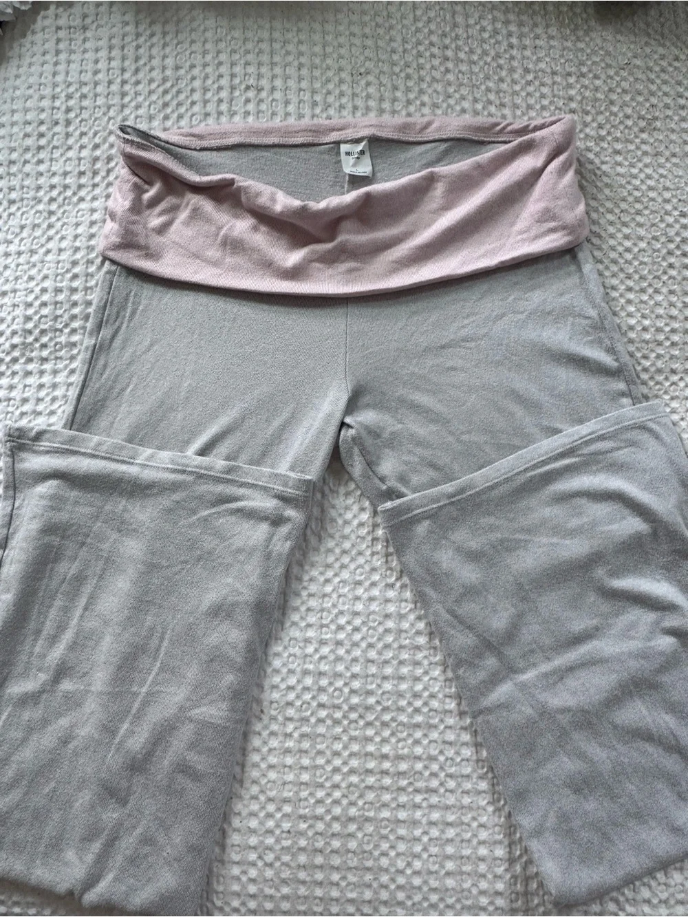 Hollister Gray Lounge Pants with Pink Fold-Over Waistband